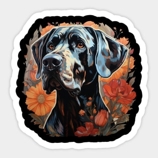 Great Dane Dog Flower Sticker